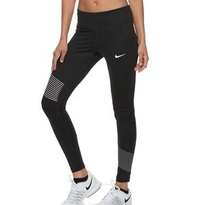Nike Black Power Flash Sprinter Running Tights Black Dri-Fit Rubber Leggings Sm